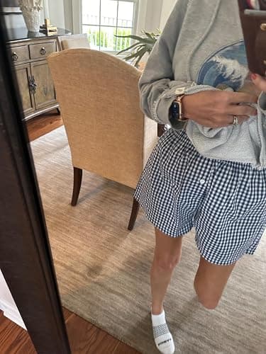 Women's Lounge Shorts Cute Soft Elastic Low Waist Plaid Print Button Front Pajama Bottoms Boxer Shorts Sleepwear thumbnail 3