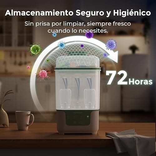 Momcozy Esterilizador y Secador Eléctrico para Biberones, Capacidad para 6 Biberones, Dispositivo 4 en 1 para Biberones, Accesorios y Extractores de Leche, con Soporte de Secado Incluido thumbnail 6