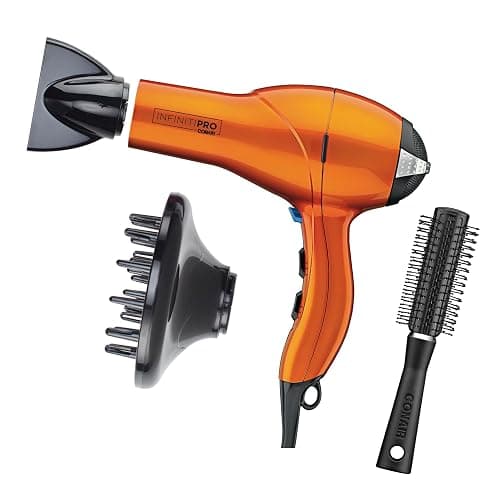Infiniti PRO CONAIR Hair Dryer with Diffuser, Professional AC Motor, Tourmaline Ceramic Technology Blow Dryer, Includes Concentrator and Blowout Brush, Amazon Exclusive, Orange - Image 1