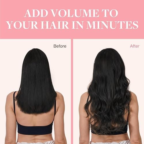 GOO GOO Clip in Hair Extensions Real Human Hair, Remy Human Hair Extensions Clip ins for Women, Natural Human Hair, 24inch 120g 7Pcs, 1 Jet black thumbnail 6