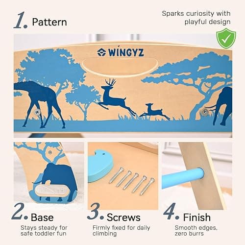 wingyz 8-in-1 Pikler Triangle Set-Foldable Baby Climbing Toys with Cushion,Arch, Ramp & Ladder | Montessori Toddler Climber Indoor Jungle Gym for Kids (Blue) thumbnail 3