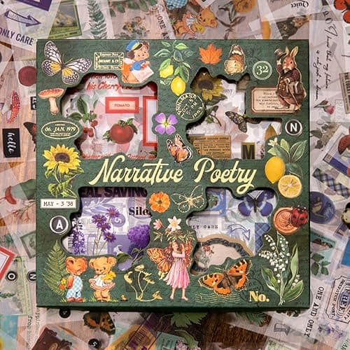 SIBLYMONA Vintage Fairy Stickers 640Pcs Transparent Stickers, Floral Butterfly Designs for Scrapbooking Journaling, Junk Journal Supplies, Cottagecore Rub On Transfers Crafts (Poetry of Fabrics) - Image 1