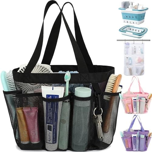 Fammart Mesh Shower Caddy Portable for College Dorm Room Essentials, 8-Pocket Large Shower Basket Tote Bag with 2 Handles for Toiletry, Bathroom, Beach, Camp, Gym - Image 1