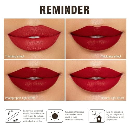 MAKI YIKA Red Lipstick Matte Liquid for Women Color Stay Long Lasting Lipsticks thumbnail 8