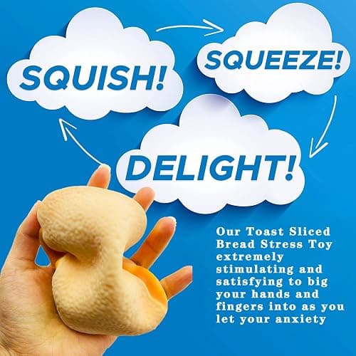 Toast Sliced Bread Stress Toy, Bread Shape Squishes, Sensory Fidget Toy, Stress Relief for Kids & Adults, Tricky Funny Squeeze, Gift for Easter, Christmas and Birthday thumbnail 3