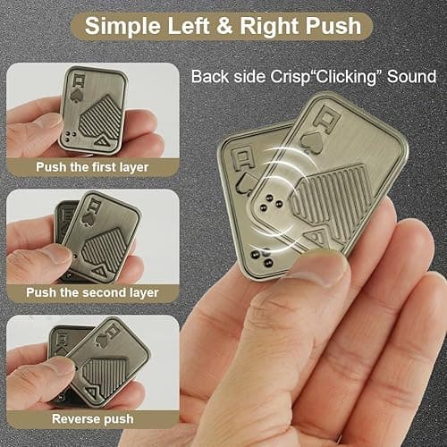 HOTUT Metal Poker Fidget Slider, Portable Metal Poker Stress Relief Toy, Toy Metal Poker, EDC Adult Fidget Toys, Office Desk Magnetic Haptic Blocks, Gifts for Boyfriend and Father thumbnail 6