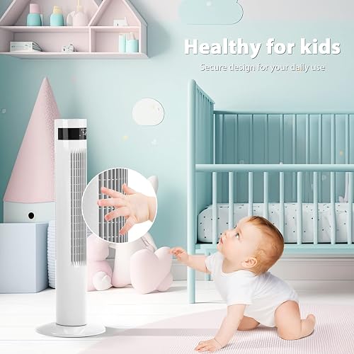 Antarctic Star Tower Fan Portable Floor Fans 85°Oscillating Fan 36'' Quiet Cooling 12H Timer Remote Control Standing Bladeless Electric 3 Speeds Wind 3 Modes Bedroom Office(36 inch, White) thumbnail 5