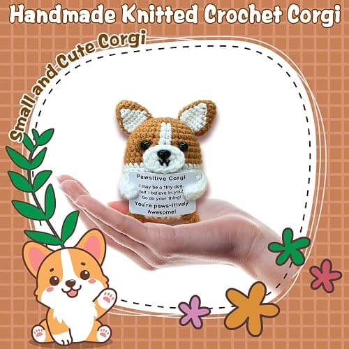 Zelaxeyi Corgi Gifts for Corgi Lovers,Positive Crochet Animals,Inspiring Mini Cute Corgis Decor Gifts for Good Friends thumbnail 3