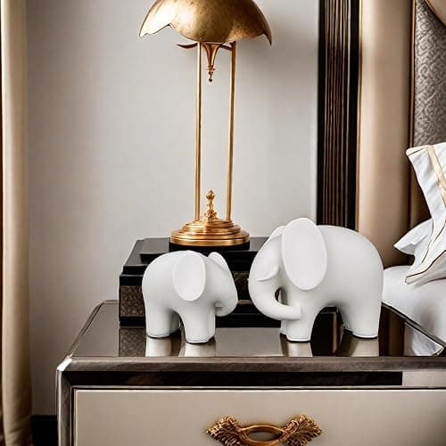 FUNSXBUG Abstract Elephant Statue Art Sculpture Figurine Collectible Gift Idea Home Decor Desktop Room Decoration Ceramics (Small) thumbnail 7