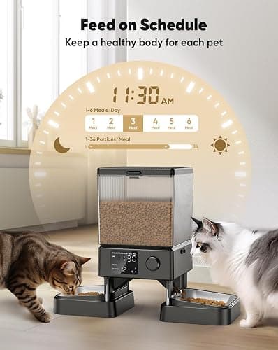 oneisall Automatic Cat Feeder for 2 Cats, 20 Cups/5L Automatic Cat Food Dispenser for Small Pets Indoor, Timed Cat Feeder for Dry Food - Black thumbnail 7