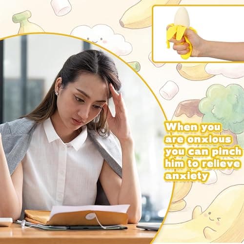 Meooeck 12 Pcs Banana Toys for Stress Relief Stress Balls Banana Stretchy Fidget Toys for Adults Cute Party Favors for Fun Easter Basket Stuffer Gift Birthday Party Office Workers ADHD Autism Anxiety thumbnail 3