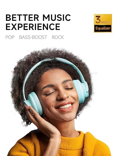 Picun B8 Bluetooth Headphones Over Ear, 120H Playtime Wireless Headphones with 3 EQ Modes Low Latency, Hands-Free Calls, Deep Bass Headphones for Travel Home Office Cellphone PC (Cyan) - Cyan thumbnail 4