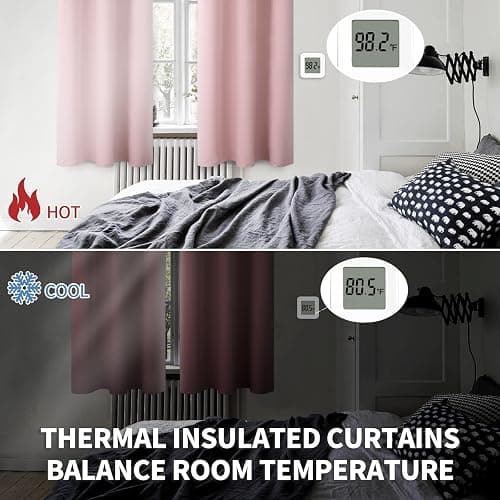 BGment Pink Room Darkening Curtains 63 Inch for Bedroom - 2 Panels | Grommet Top, Light-Blocking, Sunblock, Thermal Insulated, Window Drapes for Kids Boys Room, 42x63 Inch thumbnail 4