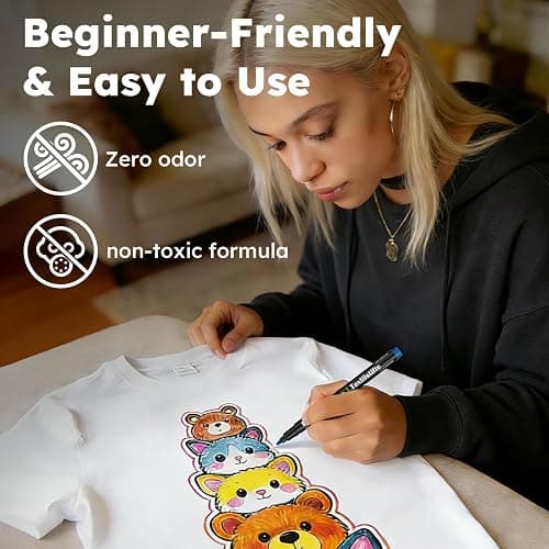 Fabric Markers Permanent For Clothes, 24 Colors Fabric Paint Pens -Waterproof & Machine Washable, Paint Markers for T-Shirt, Canvas Shoes,Bags,Baby Onesies, Fine Tip Clothing Marker for Laundry Marker thumbnail 3
