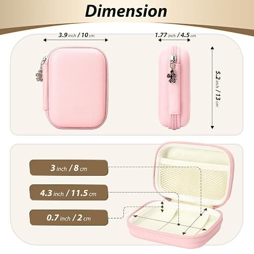 Linpr Digital Camera Case for CAMKORY, KODAK PIXPRO FZ45/FZ55, Canon IXUS 285 HS, Lecran, Small Travel Compact Camera Holder with Mesh Pocket for Accessories SD Card (Pink) thumbnail 2