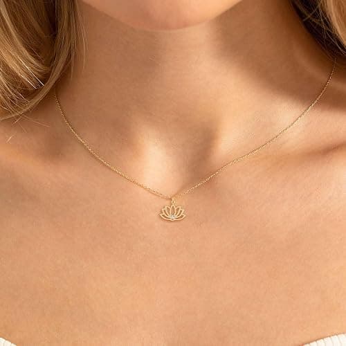 HANLI 14K Gold Plated Necklaces for Women - Dainty Butterfly, Star of David, Moon and Star, Sun, Lotus, Infinity, Hummingbird, Bee,Boots,Chill,Sunflower Pendant Designs - Elegant Jewelry for Women thumbnail 2