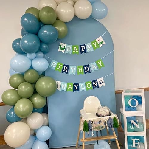 Sage Green Blue Balloons 60 Pcs 12 Inch Dusty Blue Sage Green Cream Balloons Avocado Slate Beige Apricot Balloon for Boys Men Hole in One Golf Boho Goose Baby Shower Birthday Party Decorations thumbnail 2