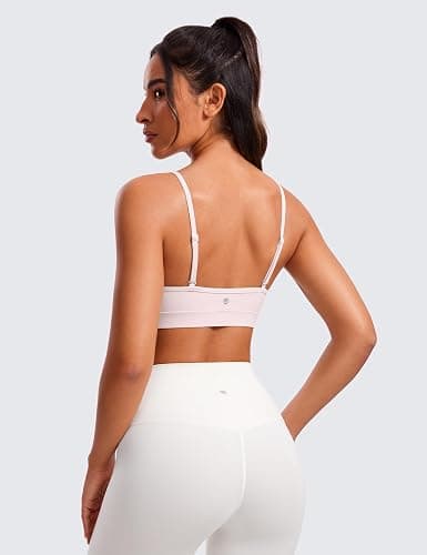 CRZ YOGA Butterluxe V-Neck Sports Bras for Women - Adjustable Thin Straps Padded Yoga Top Basic Wireless Camisole thumbnail 2