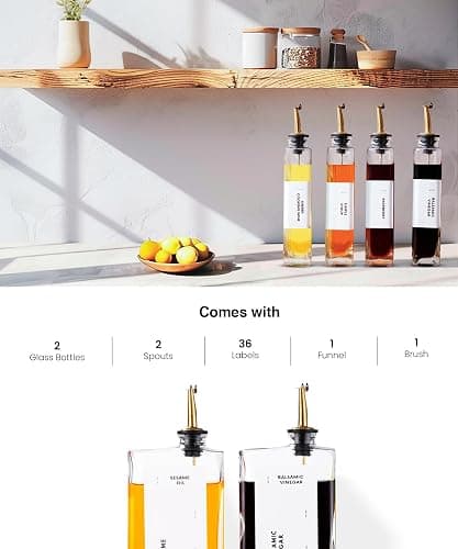 APT 1101 Olive Oil Dispenser for Kitchen, Cooking Oil and Vinegar Dispenser Set, Olive Oil Bottle, Soy sauce dispenser, coffee syrup bottles with stainless steel pourers (Silver, Set of 2) thumbnail 5