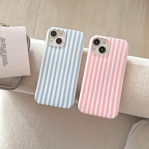 Luukalubo Blue Striped Phone Case for iPhone 16 6.1in,Cute Trendy Aesthetic Minimalist Vertical Lines Pattern Chic Elegant Classic Girly Slim Protective Cover,Blue and White thumbnail 6