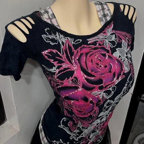 2000s Tops Y2k Grunge Shirts Alt Emo Clothes Teen Girls Cutecore Harajuku Graphic Tees Goth Whimsy Twee Short Sleeve Top thumbnail 4