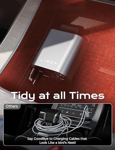 LISEN Retractable Car Charger [69W USB C Car Accessories Adapter ] for iPhone 16 USB C Charger Fast Charging, Travel Essentials Gifts for Women Men, Road Trip Essentials for iPhone 16e 16 15 14 13 12 - Grey thumbnail 8