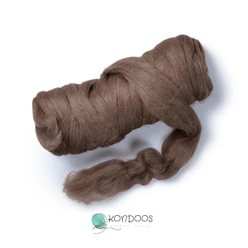 Kondoos Llama Wool roving (Similar to Alpaca), 1 lb. Best for Needle Felting, handcrafts and Spinning. Natural Colours, un-Dyed. (Brown PM, 1lb) thumbnail 5