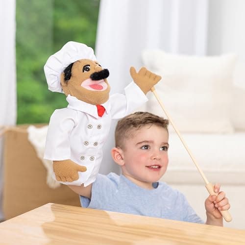 Melissa & Doug Chef Puppet (Al Dente) with Detachable Wooden Rod Pretend Play Chef Puppet Pepe thumbnail 7