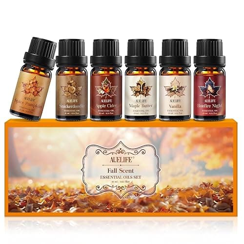 Auelife Fall Essential Oils Set for Diffusers for Home, 6x10ml Fall Scents | Autumn Scented Oils with Pumpkin Spice, Vanilla, Apple Cider, Maple Butter for Candle Making, Soap Making, Holiday Gift Set - Image 1