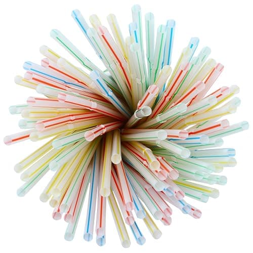 Resinta 500 Pieces Striped Disposable Plastic Straws Multi Colored Flexible Bendable Drinking Straws for Party Supplies 8 inch thumbnail 6