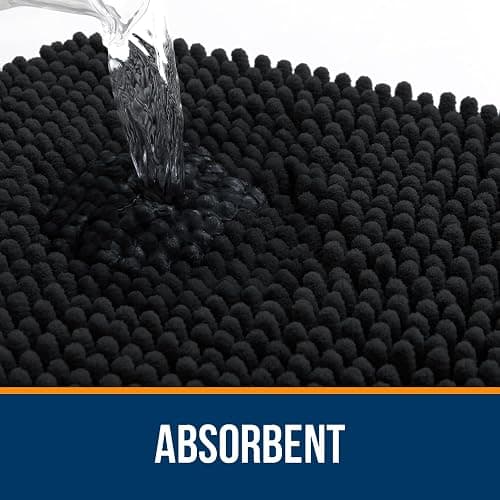 OLANLY Black Bathroom Rug 30x20, Extra Soft Absorbent Chenille Bath Rugs, Rubber Backing Quick Dry, Machine Washable Bath Mats for Bathroom Floor, Tub and Shower, Home Decor Accessories thumbnail 4