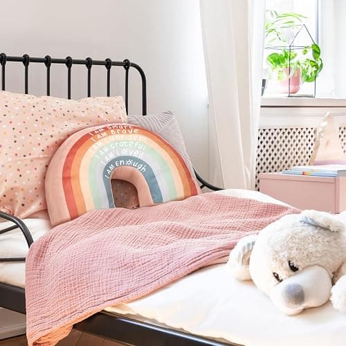 Menkxi Rainbow Throw Pillow Boho Classroom Reading Corner Throw Pillow for Girls Kids Book Center Daily Affirmations Cushion Arch Shaped Motivational Home Bedroom Playroom Decor(Classic) - Classic thumbnail 5