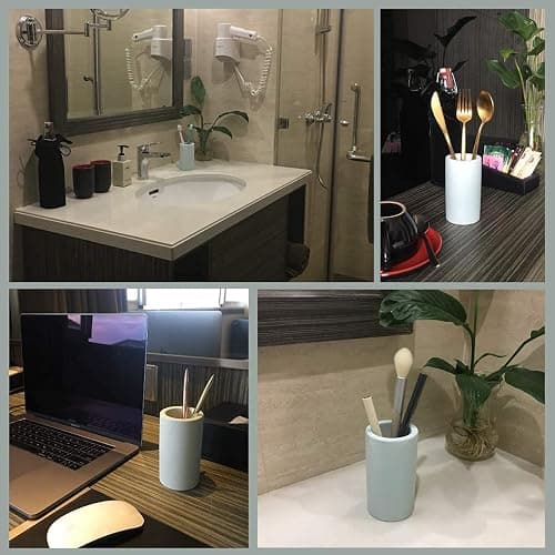 HouseSister Fast-Drying Diatomite Toothbrush Holder - Bathroom Countertop Organizer Stand for Toothpaste, Makeup Brushes, Razors & Accessories (Mint) thumbnail 2