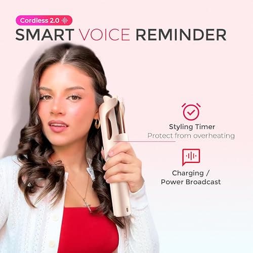TYMO Cordless Automatic Curling Iron - TYMO CurlGo 1 Inch Beach Waves Rotating Curling Wand, Portable Hair Curlers for Travel, Dual Voltage & Rechargeable Curler for Women, Tangle-Free, Gold Blush thumbnail 2