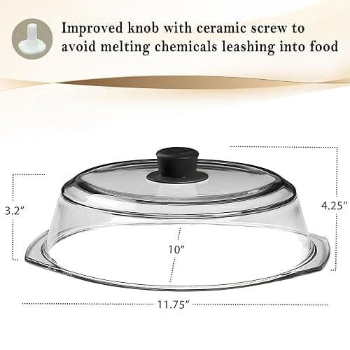 Le'raze Tall Glass Microwave Splatter Cover - Cool Touch Easy Grip Handle | Durable Borosilicate Glass, Plastic Free, Lead & BPA Free, Dishwasher Safe, Dual Steam Vents, Clear Food Plate Guard Lid thumbnail 3