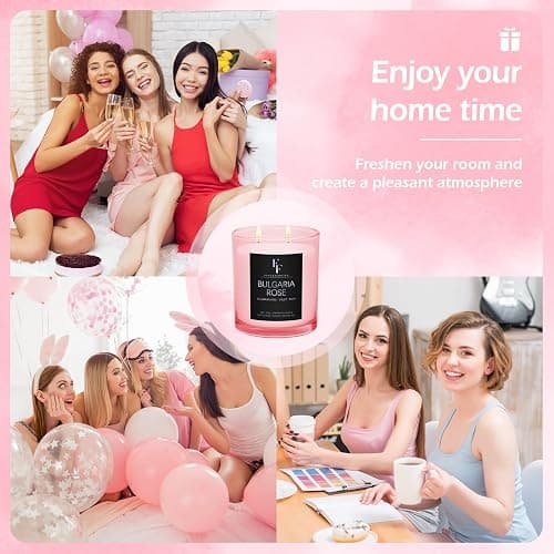 Bulgaria Rose Scented Candle, 2-Wick Luxury Soy Wax Candle, 9 oz Aromatherapy Candle Home Fragrance Candles Gift thumbnail 4