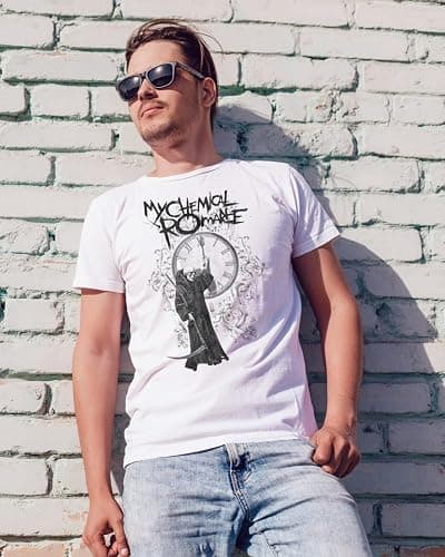 My Chemical Romance Fire Time Mens White Short Sleeve T Shirt Rock Music Vintage Style Graphic Tees thumbnail 2