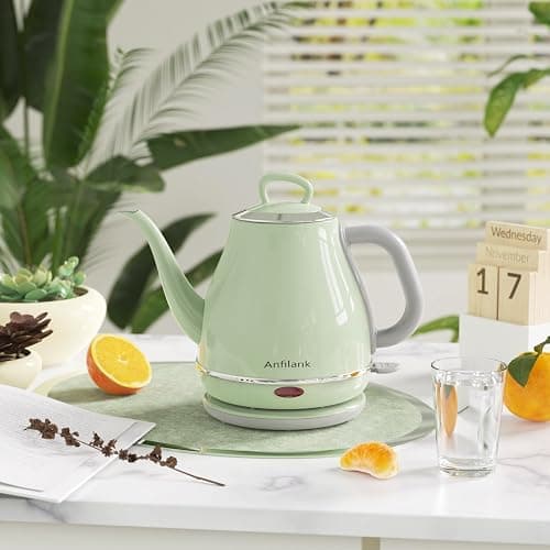 Anfilank Gooseneck Electric Kettle, 1L 1500W, 100% Stainless Steel BPA Free Electric Tea Kettles with Auto Shut & Boil Dry Protection. Water Kettle for Pour-over Coffee & Tea (Green) thumbnail 7