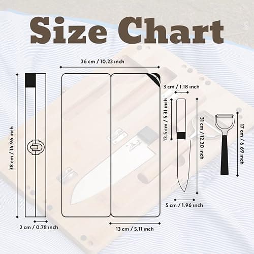 Foldable Bamboo Cutting Board Set - with Knife, Peeler, Bag & Built-in Sharpener – Portable Compact Chopping Board for Camping, Picnic, Travel & Kitchen – Non-Slip, Eco-Friendly, Multi-Purpose Design thumbnail 2