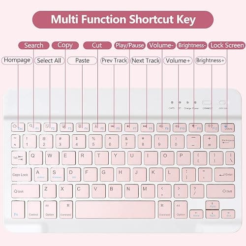 MMK for iPad 9th Generation Case with Keyboard, for iPad 8th 7th Generation Case with Keyboard (Wireless Detachable & Pencil Holder), iPad 10.2"/iPad Air 10.5"(3rd Gen)/iPad Pro 10.5" (Pink) thumbnail 5