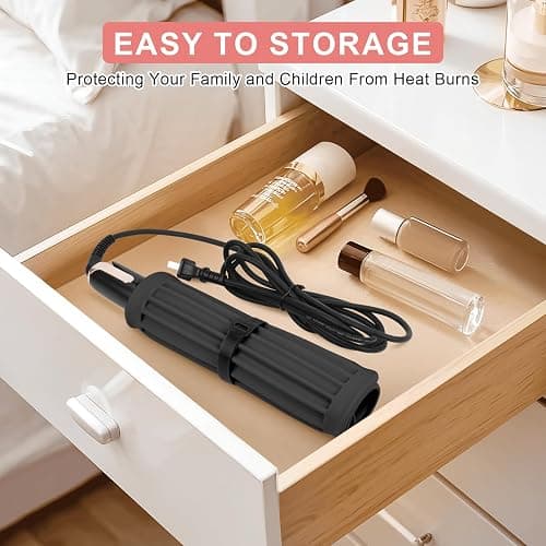 AMIJEAL Large Silicone Heat Resistant Mat for Hair Tools, Curling Irons, Flat Irons, Hair Straightener, Portable Hot Tools Pad Cover with Velcro for Travel Vanity Salon(11.8" x 9.0") - Black thumbnail 6