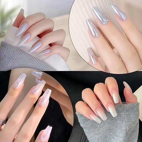 Artdone 2 Jars Chrome Nail Powder White and Red Pearl, Iridescent Aurora Powder Metallic Mirror Effect Pigment Pearlescent Mermaid Pearl Dust Kit, Decoration Acrylic Resin Craft thumbnail 5