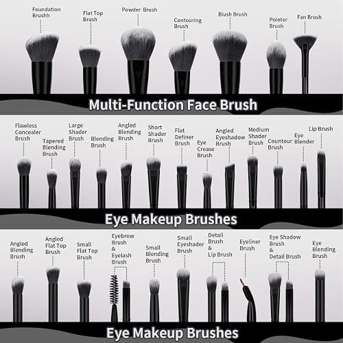 MAANGE Makeup Brushes 49 Pcs Makeup Kit, Multi-functional Makeup Tool Set with Makeup Brush Foundation Brush Make up Brushes Set (Black, 49 Piece Set) thumbnail 3