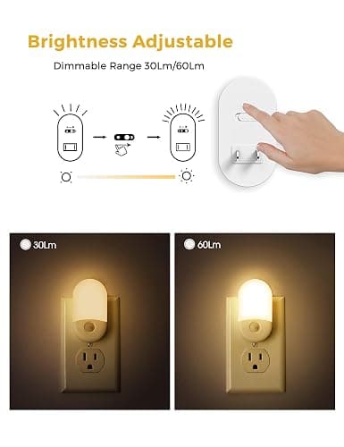 L LOHAS LED Motion Sensor Night Light, Motion Activated Night Light, 4Pack, 3000K Warm White, Night Lights Plug into Wall Motion Sensor, 30/60LM Adjustable Brightness, for Kids Adults Bathroom Kitchen thumbnail 3