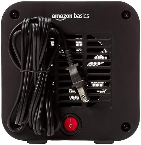 Amazon Basics Ceramic Space Heater, Mini Heater for Office Desk, Portable Tent Heater (Indoor Use), 500 W, With Tip-Over Protection, Lightweight (1.4 LBS), Black, 5.87”D x 3.15”W x 5.95”H thumbnail 5