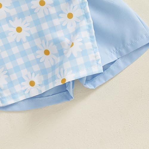 Madjtlqy Toddler Baby Girls Summer Outfit Sleeveless Ribbed Collared Tank Tops + Floral Skirt Shorts Set Kids Cute Clothes thumbnail 7