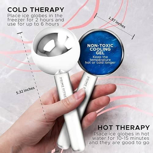 Ice Globes for Facials | Unbreakable Steel Cooling Roller | Cryo Sticks for Face | Massager for Face Neck & Eyes | Skin Care for Dark Circles, Puffiness, Wrinkles, Collagen Production (White) thumbnail 3