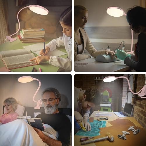 iFalarila Reading Light with Remote, LED Desk Lamp Clip on [1H Timer & Nightlight] RA>95 Dimmable Flexible Gooseneck, Reading Lamp with Clamp for Table - 3.5'' (Adapter Included) thumbnail 8
