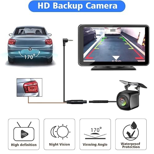 Portable Wireless with Apple CarPlay and Android Auto Screen for Car, 7" HD Touch Screen Car Stereo with Mirror Link, Bluetooth 5.2, Backup Camera, AUX,FM Transmitter for All Vehicle thumbnail 7