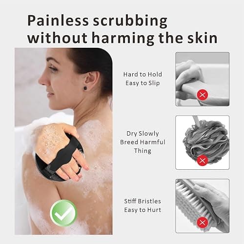 Silicone Body Scrubber, Gentle Exfoliating Body Scrubber for the Shower, Silicone Loofah with Easy-Lathering Bristles, Durable and More Hygienic Than Traditional thumbnail 5